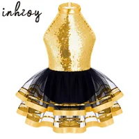 Vestido de baile de Ballet para niñas, leotardo de gimnasia con lentejuelas, falda con tutú, traje de baile de salón de Jazz latino, Ropa de baile