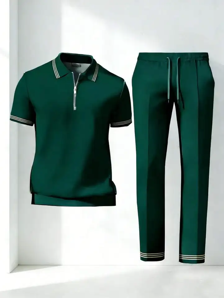 Mens Dark Green Casual Summer Outfit Set