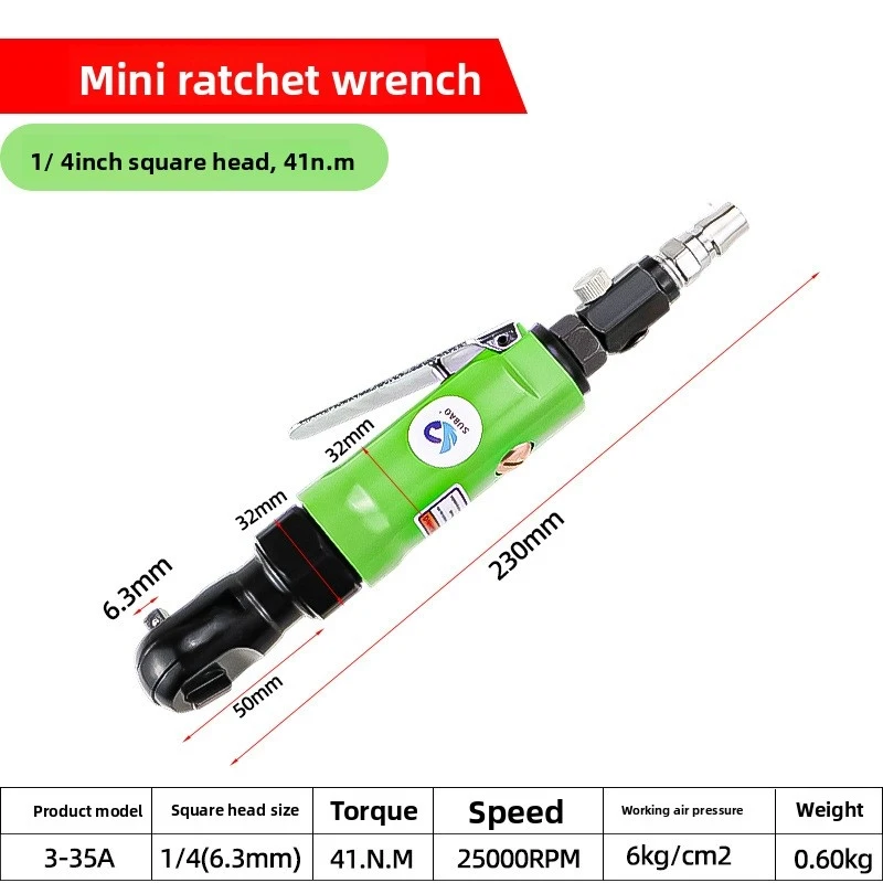 1/2 inch 3/8 inch 1/4 pneumatic ratchet wrench 90 degree right angle small air cannon torque ratchet wrench tool view 6