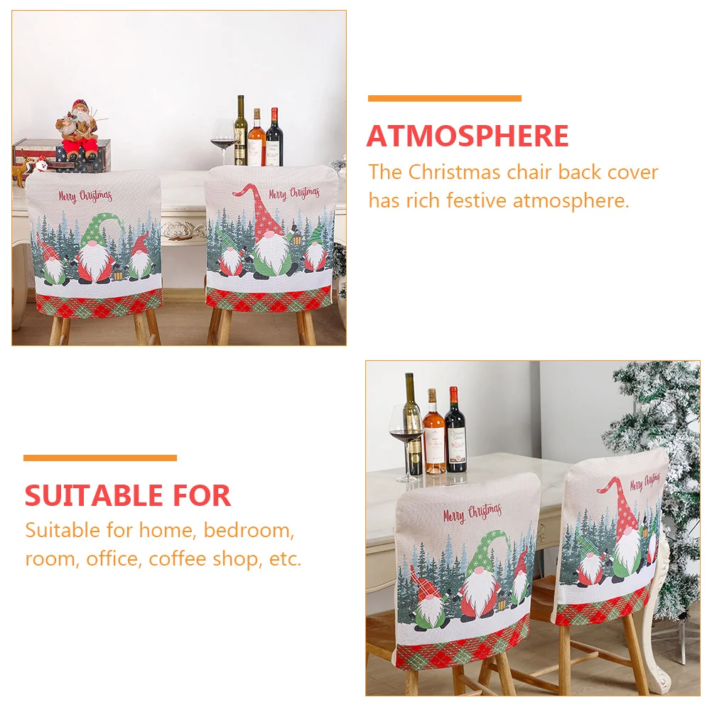 

Christmas Chair Cover Cartoon Patterns Bright Colors Linen Material Thick Santa Claus Decorations Festive Sofa Cover