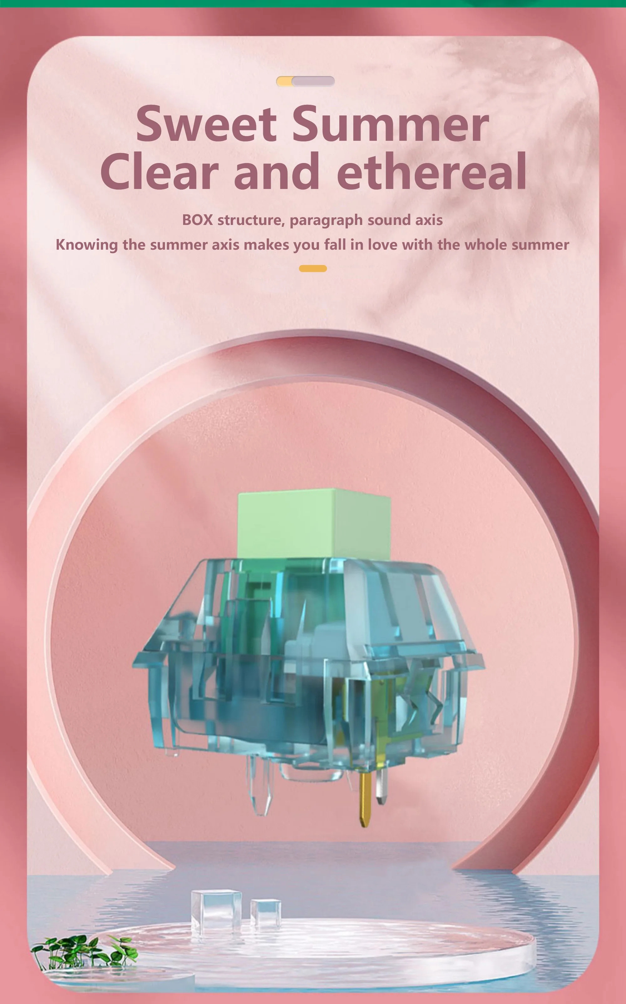 Kailh BOX Zhixia Interruttore Suono etereo Paragrafo Classe Interruttore ciano Crisp Pre Lubrificato Interruttore tastiera meccanica 5 pin POM FAI DA TE