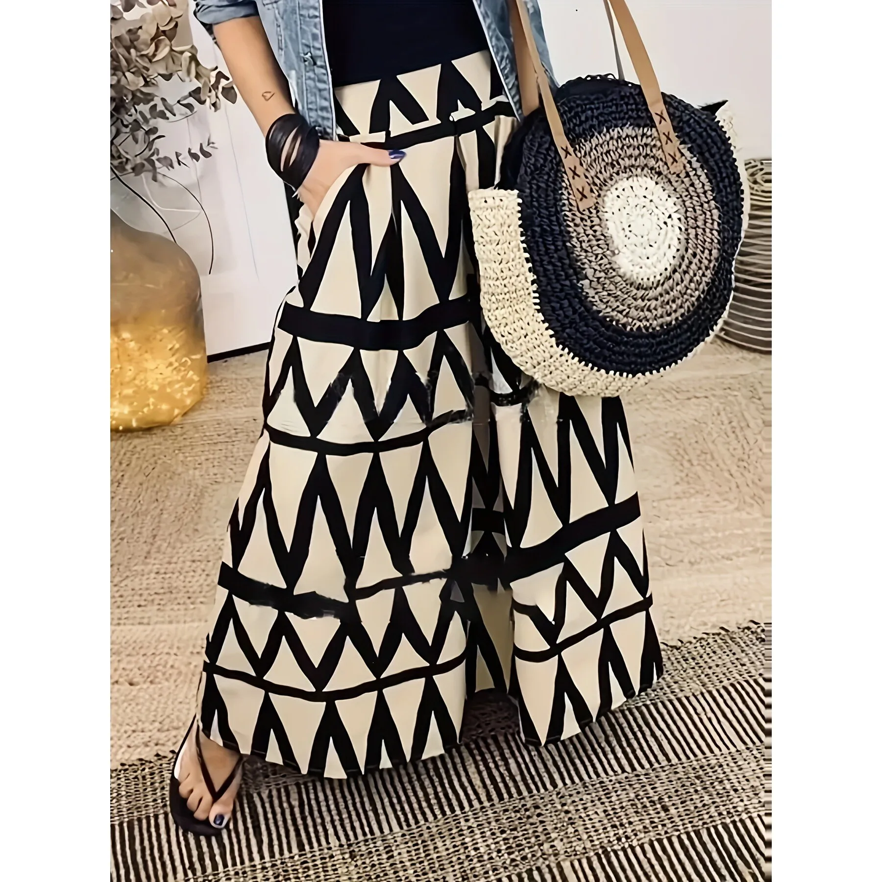 

Printed A-Line Skirt Floral Half-length Women's Fashion Spring Season Neutral Waist Design Other Fabric Material Other Process