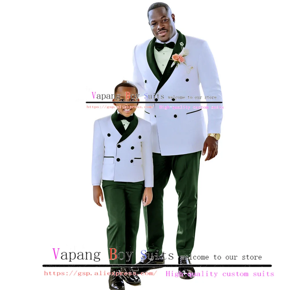 

Boys Suit Wedding Tuxedo Double Breasted Jacket Pants Bow Tie 2 Piece Set Formal Pattern Blazer for Kids