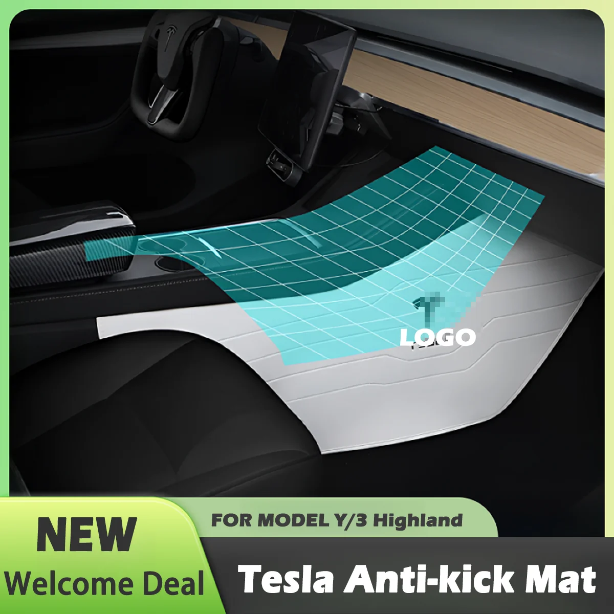 Ticify white interior pad Fit tesla model 3 highland,model y decorative Cockpit seat Kick protection,Nappa leather, perfect fit