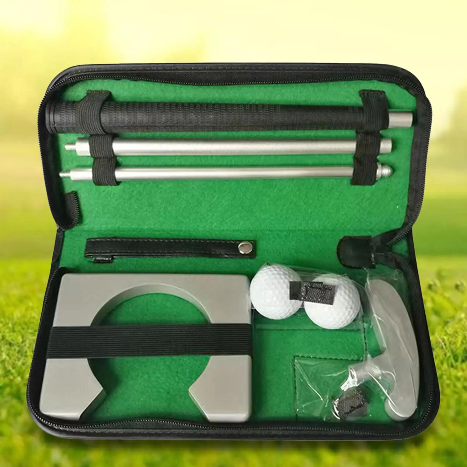 Travel Tote Bag Portable Zipper Storage Organizer PU Leather Pouch Golf Putter Set Bag for Golf Putting Hole Target Practice