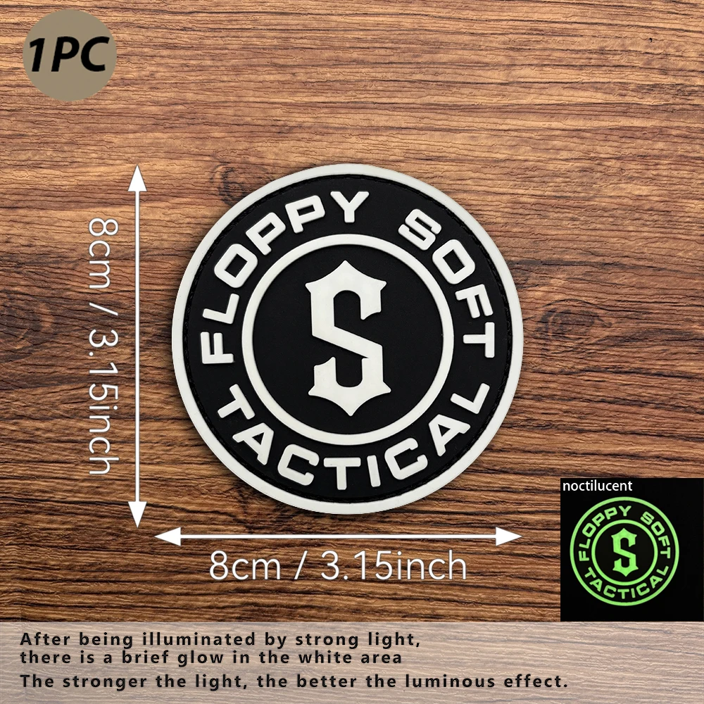 1Pc Simple Round Floppy Soft Tactical Patch with Surrounding Text, 2D Flat Pvc Material with Glow-In-The-Dark Effect, Includes a Rough Surface, Hardcore Tactical Style, Smooth Workmanship, Four-Color Full Set, Suitable for Tactical Backpacks, Workwear Vests, Outdoor Gear, Decorative Arm Patches