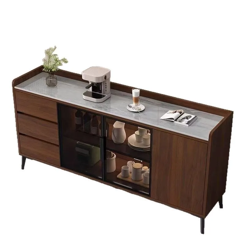 

Обеденный боковой шкаф из цельного дерева, столешница из каменной плиты, новый китайский высококачественный светильник, роскошный простой современный гостиная, кухня, те