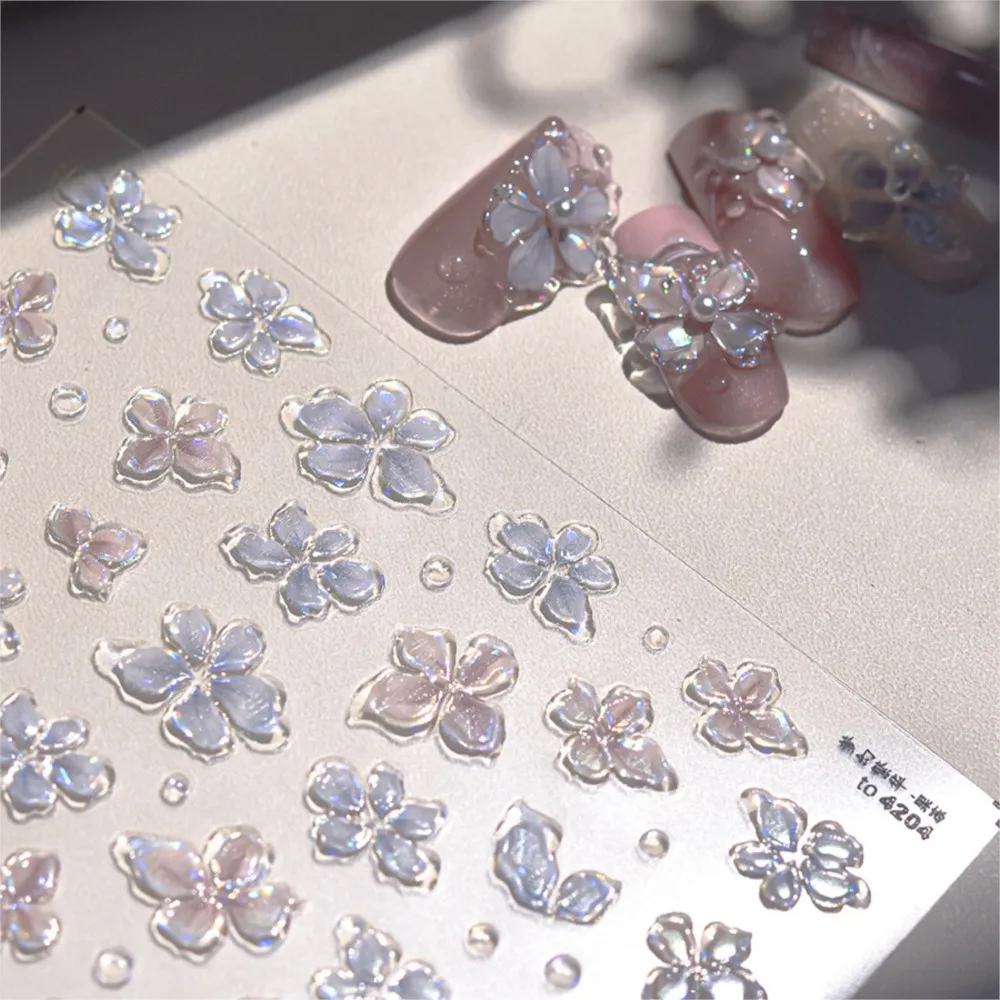 1 folha 5d geléia pétala flor etiqueta da arte do prego flash florescendo floral slider adesivo auto adesivo fantasia flores manicure decalques
