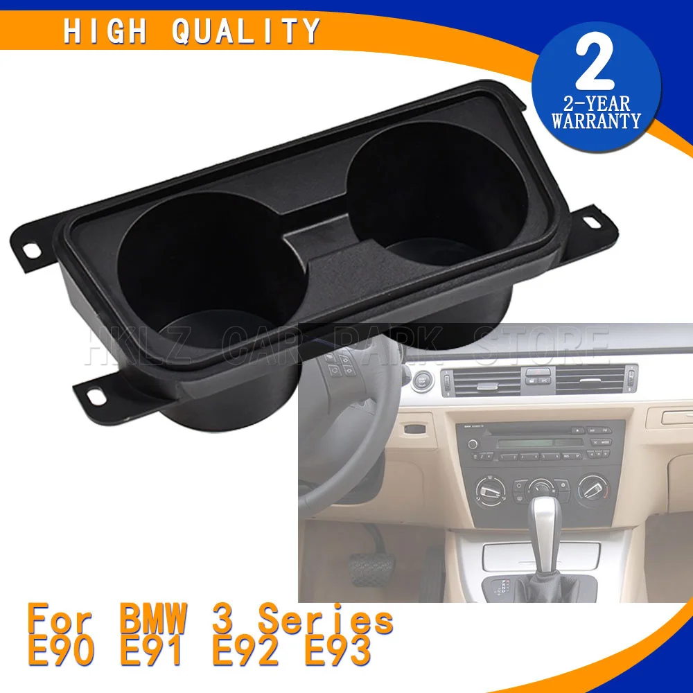 For BMW 3-Series E90 E91 E92 E93 2005–2012 High Quality Car Center Control Water Dual Cup Holder Black Easy Installation view 2