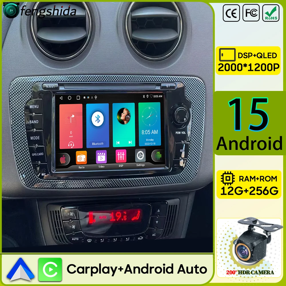 

Car Radio Carplay For Seat Ibiza 6j 2009 2010 2011 2012 GPS Android Auto Video Android 15 Stereo Multimedia Player 4G No 2din