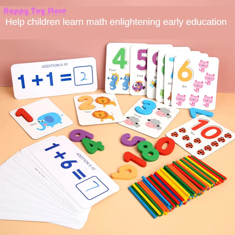 

Children's Math Enlightenment Teaching Aids Early Education Addition Subtraction Puzzle Solving Wooden Toys Numerical Cognition