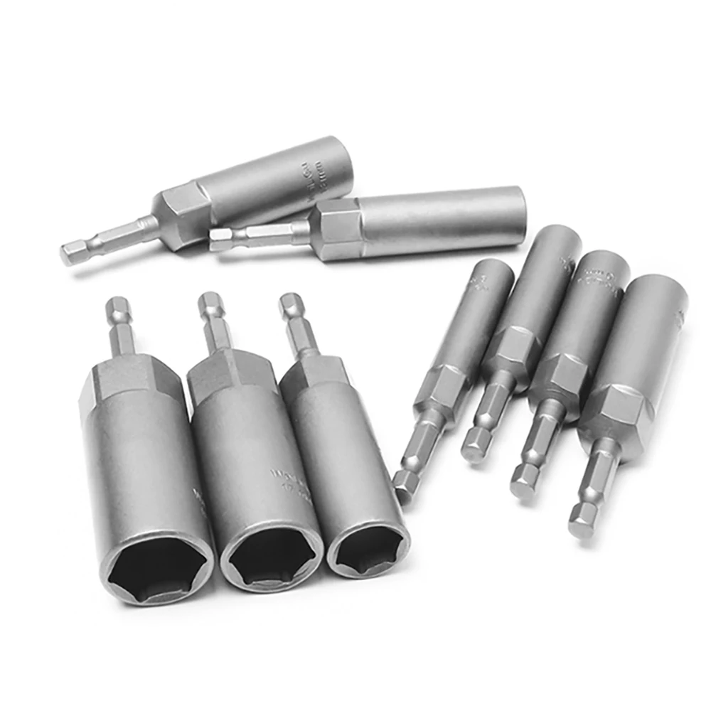 

2Pcs Chrome Vanadium Steel Wind Turbine Sleeve Tool Dia 6mm-19mm Long 30mm Strong Magnetic Pneumatic Hexagonal Handle