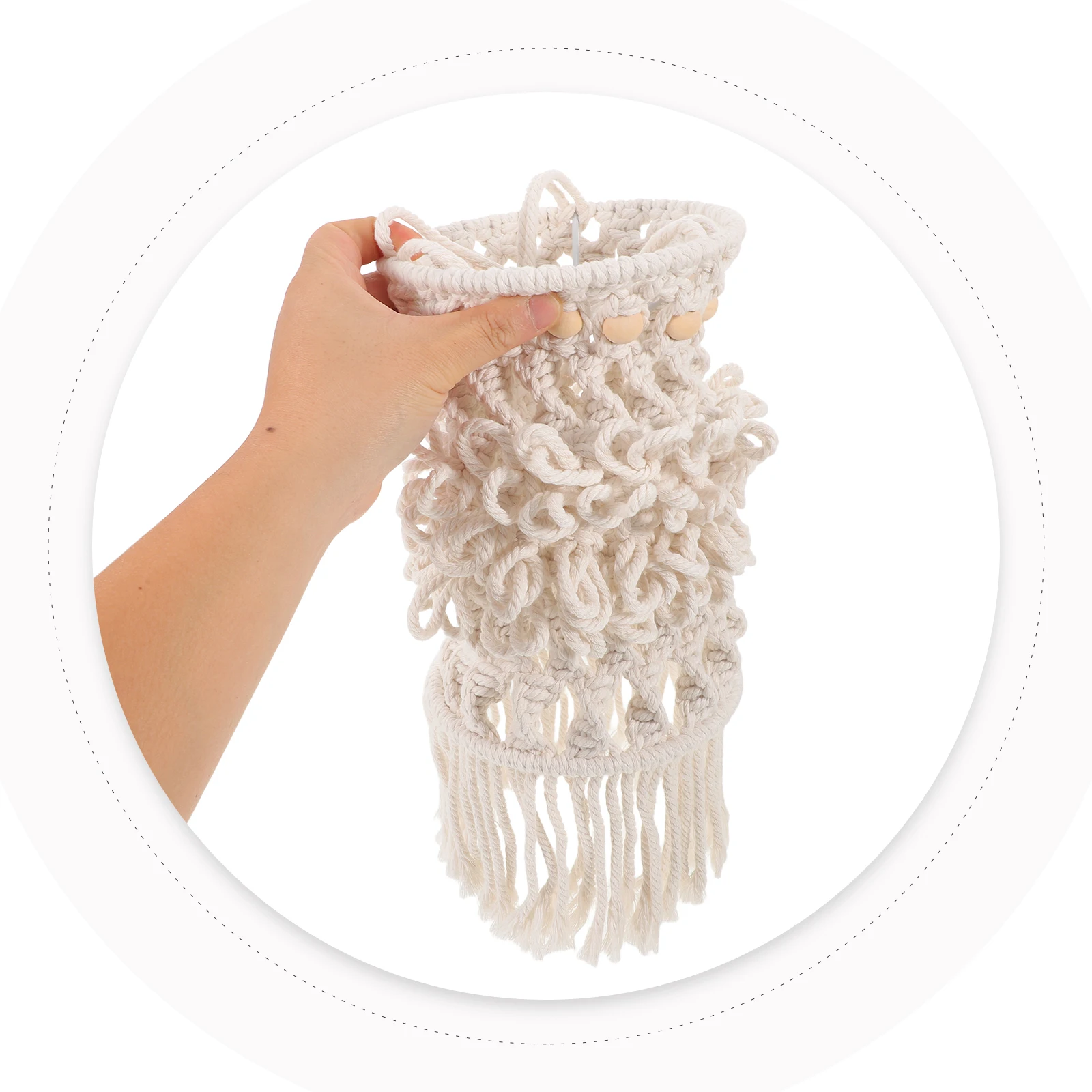 

Handwoven Cotton Rope Lampshade - Bohemian Woven Light Shade - Rustic Macrame Hanging Lamp Cover for Bedroom Living Room Nursery