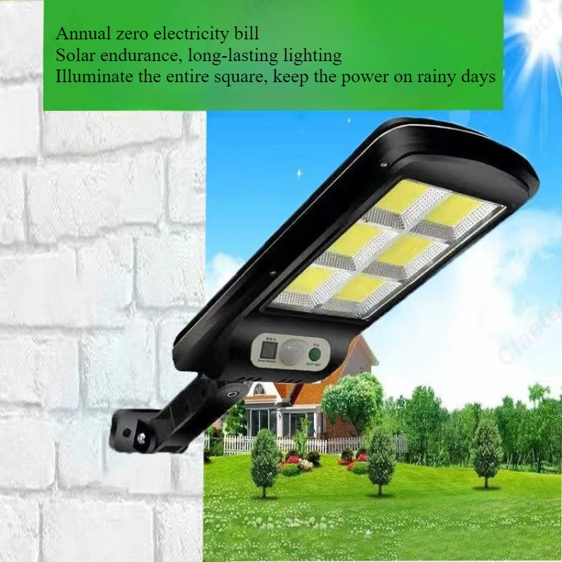 New COB Solar Street Light Outdoor Waterproof Human Sensing Wall Light with Remote Control Courtyard Lighting Fixture