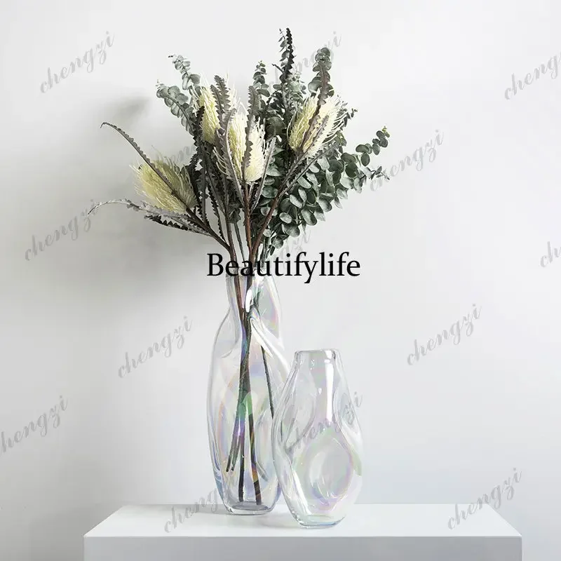 C178 Light luxury multicolored glass vase hotel model room home living room bedroom decoration handicrafts