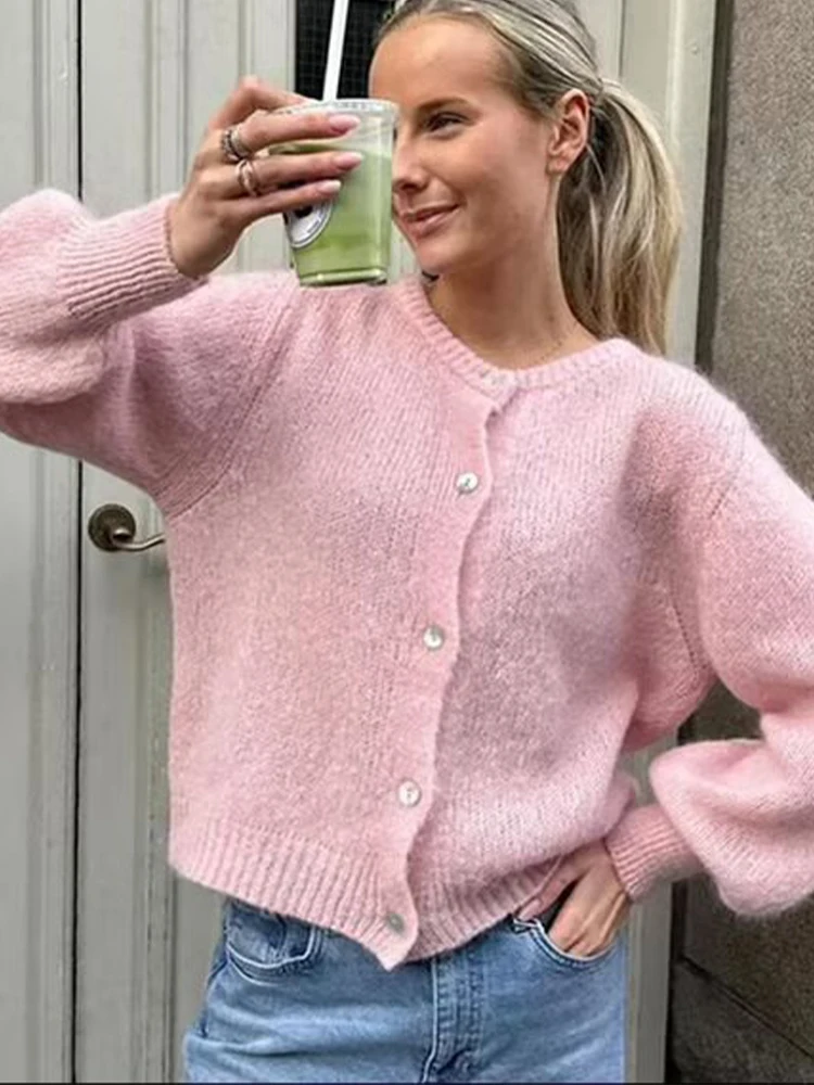 

HH Autumn Women Fashion Knitted Cardigan 2025 Woman Elegant Long Sleeves O Neck Single-breasted Design Sweater Tops Mujer