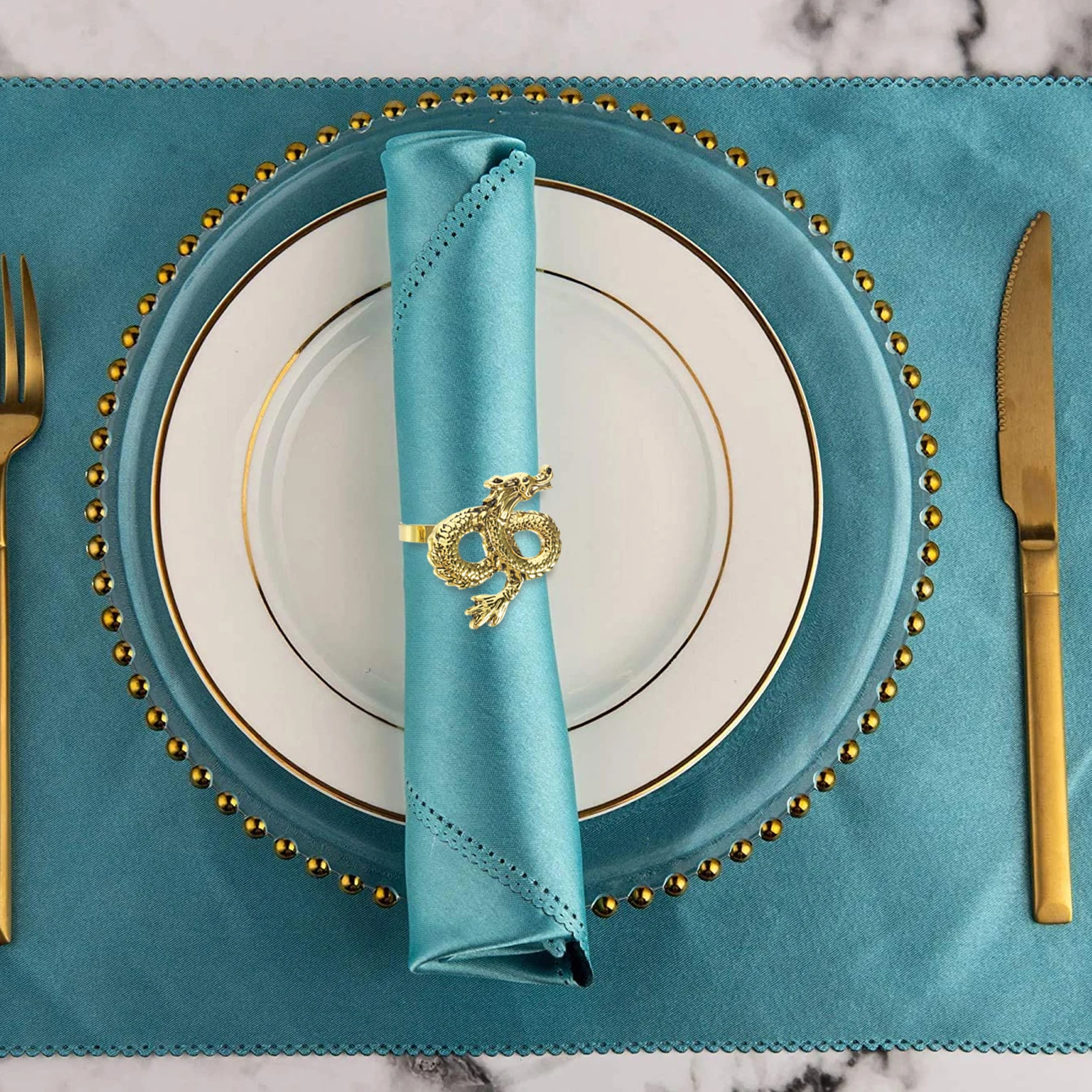 

4Pcs Metal Dragon Napkin Rings Elegant Zinc Alloy Napkin Holders for Dinner Table Party Wedding Decor Serviette Ring
