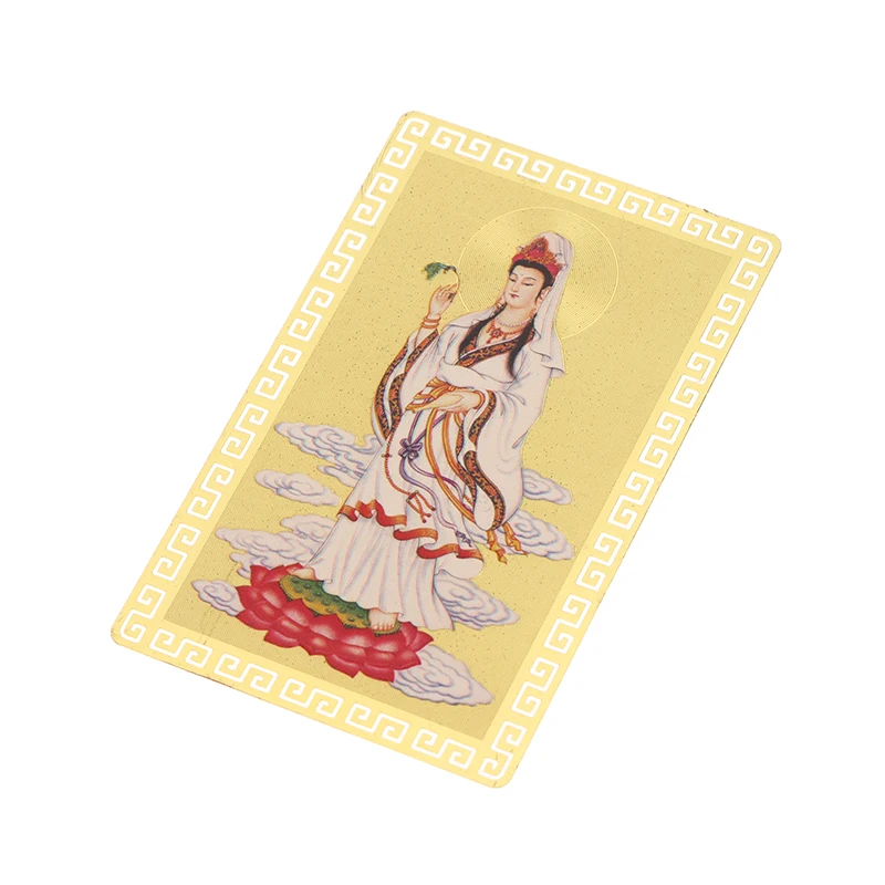 

Nanwu Guanyin Bodhisattva Buddha Card Heart Sutra Brass Buddha Card Peace Amulet Card Buddhist Gold Card Luck Blessing