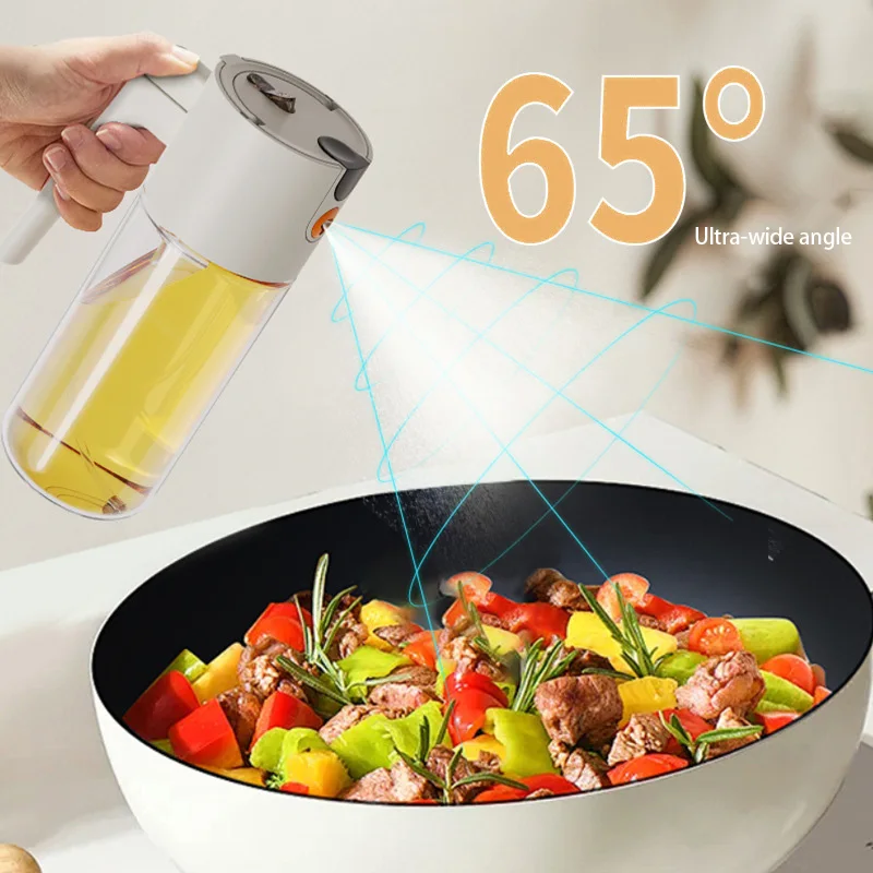 Spray Oil Dispenser, Dual‑Use Oil Bottle, Glass Kitchen Soy Sauce Bottle, Home‑Sealed, Large‑Capacity Atomization