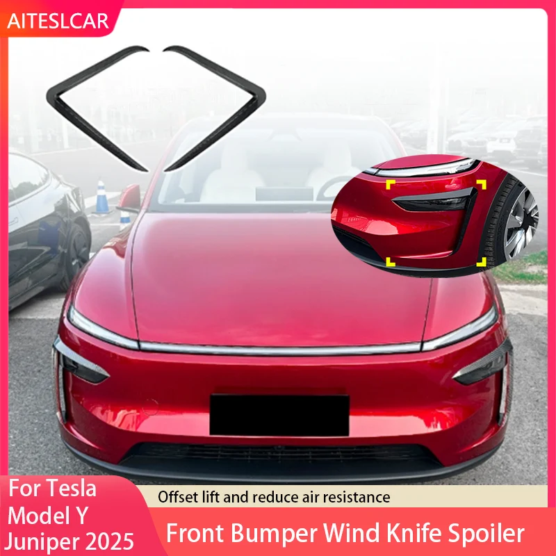 

Для Tesla Model Y Juniper 2025 передний бампер противотуманная фара ветровой нож спойлер 1 пара автомобильная противотуманная фара накладка противотуманная фара брови