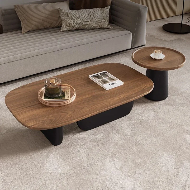 

wood coffee table wabi-sabi designer Internet celebrity home retro American walnut modern simple living room