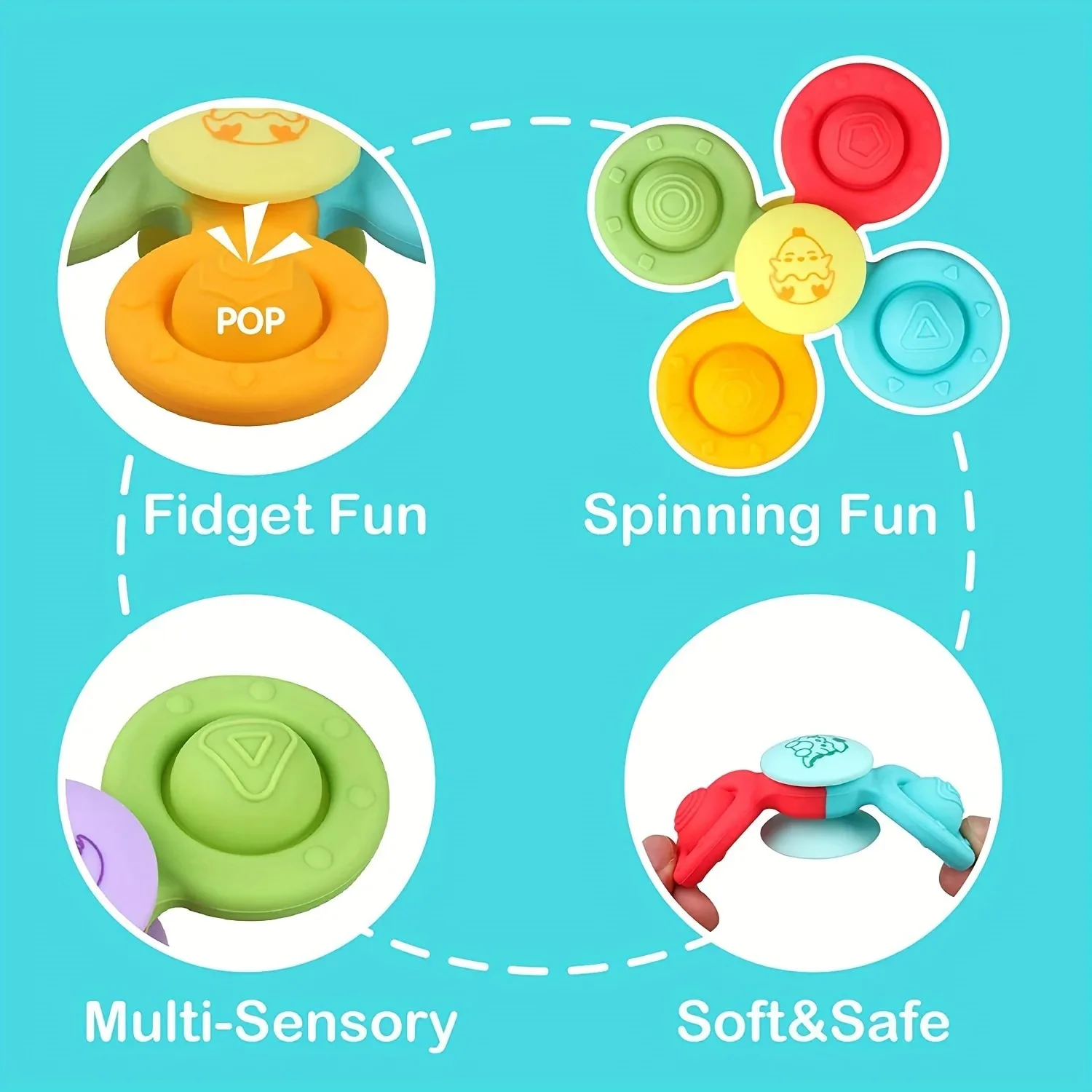 Must-Have Parent Hack! Suction Spinner Toy - Stays Put on Highchairs, Soothing Spinning & Chewing Fun for Babies