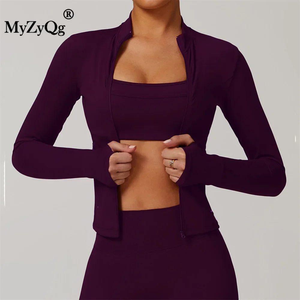 MyZyQg Women Autumn Winter Zipper Long Sleeve Quick Dry Yoga Outdoor Casual Jacket Training Running Fitness Clothing