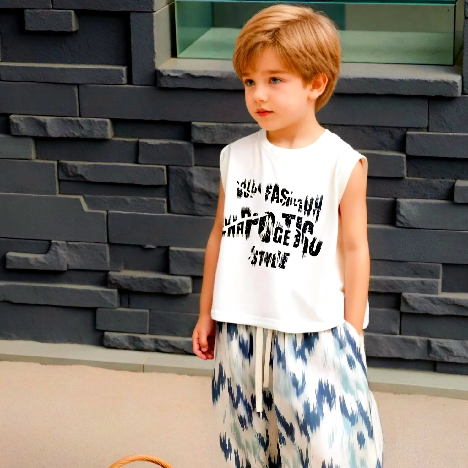 

2025 New Children's Summer Suit Boys' Cotton Tank Top+CoolSilk Pants Sleeveless Vest Baby Summer Skin Friendly 2 Pieces Set