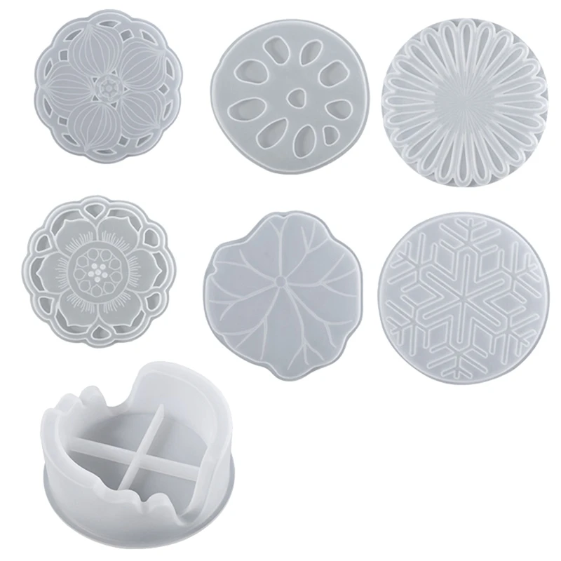 

6PCS Resin Coaster Molds,Silicone Molds Coaster Storage Box Mold For Epoxy Resin,Cups Mats, DIY Resin, Home Decoration