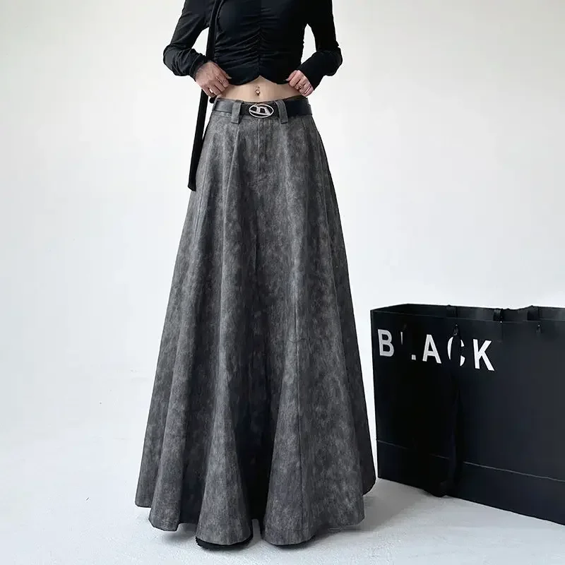 TFETTERS Brand Maxi Skirt 2024 New Autumn Women Skirt High Waist Slim Pleated Chic Authentic Big Swing Long Skirt