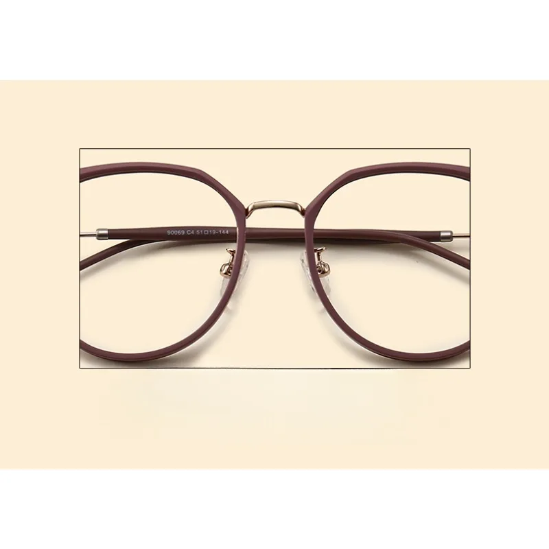 Cat Ears Female Korean Version Trendy Myopia Round Face Retro Frame Large Frame Slimming Anti-allergy Purple Eyeglasses Frame