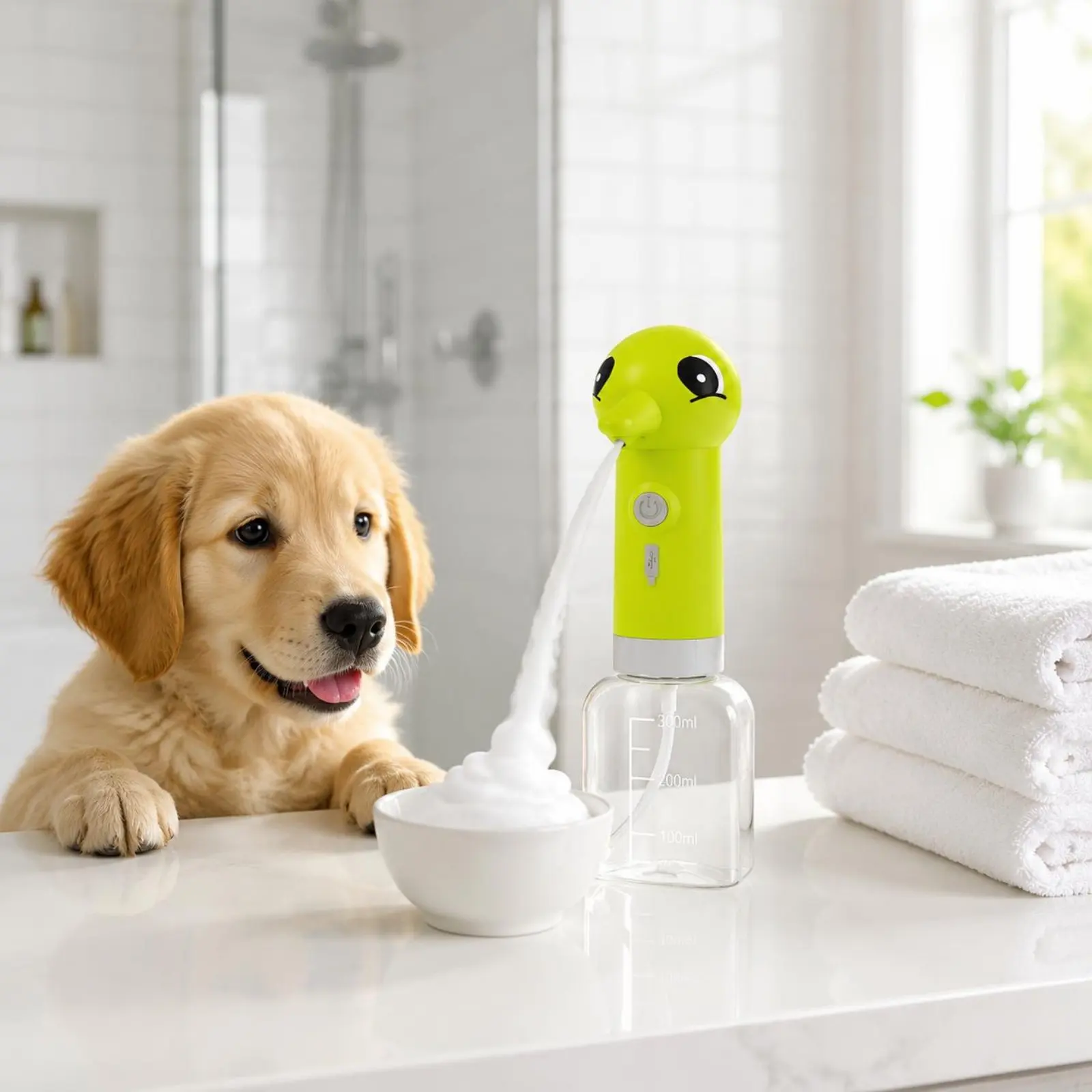 Pet Bath Foam Dispenser Easy to Use Automatic Pet Bubble Generator Electric Foaming Soap Dispenser Deep Clean Home Cleaning Tool - view 2