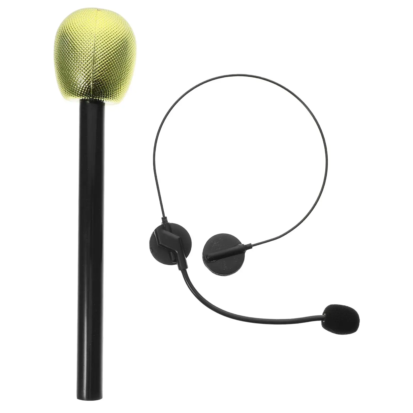 2-teiliges realistisches Kostüm, goldene gefälschte Mikrofone, Kopfhörer-Requisite für Maskerade, Halloween, leicht, stilvoll, Konzert
