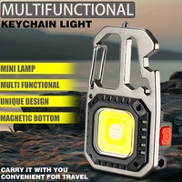 Mini Multifunctional Keychain Light with Wrench Screwdriver Safety Hammer Rechargeable COB LED Flashlight for Camping Hiking