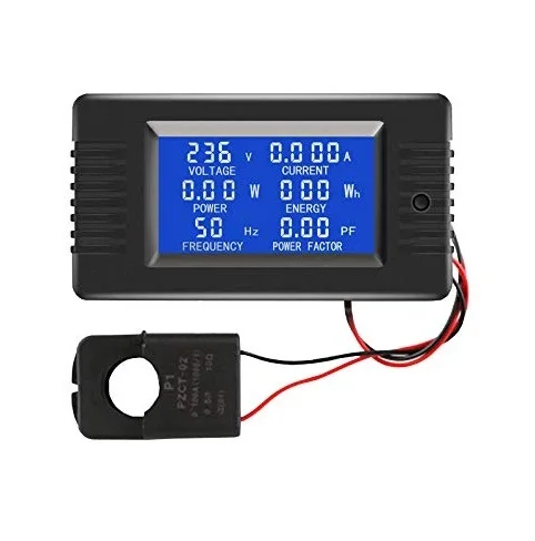 AC 6in1 220V 80V~260V 100A Single Phase Digital Ampermeter Power Energy Voltmeter Ammeter Volt Watt Kwh Factor Meter Split CT