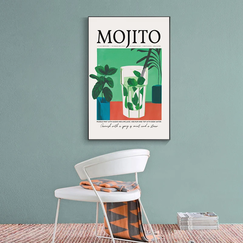 Cartoon Fruit Juice Mojito Aperol Spritz poster e stampa Sangria Drink negri Canvas Painting Club Bar Shop decorazione della casa