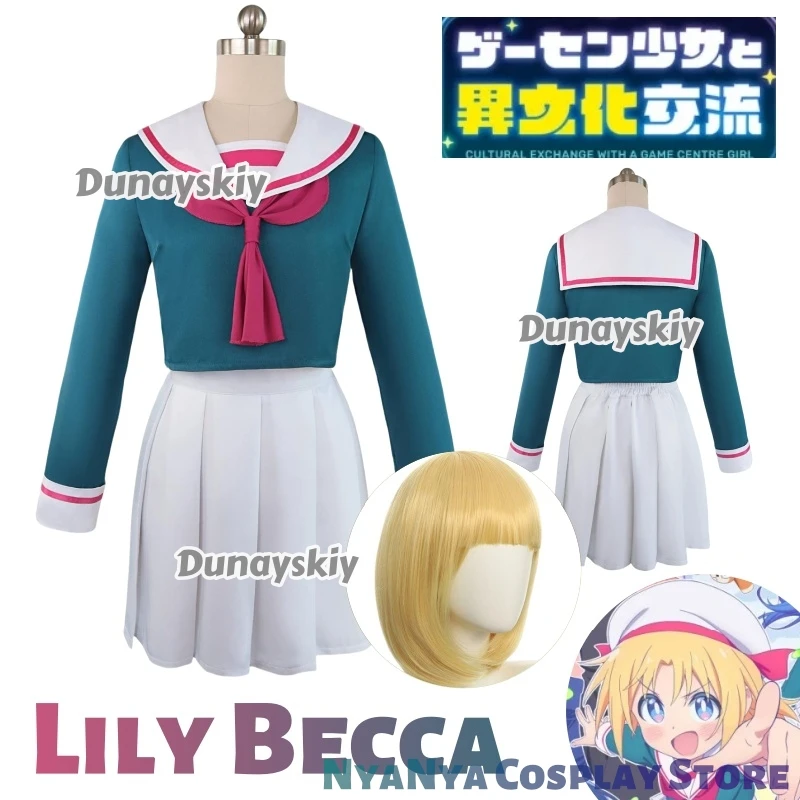 

Костюм для косплея Lily Becca, аниме, культурное обмен с игровым центром, униформа моряка JK для девочек, синяя рубашка, юбка, женский сексуальный комплект для вечеринки