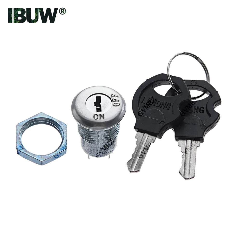 12mm Zinc Alloy Electronic Key Switch ON OFF Lock Switch Security Power S+ 2 Position 2 Keys witchPhone Lock Tubular Terminals