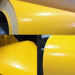 The newest bright 4D yellow Carbon Fiber Vinyl film Colored Glossy Carbon Fiber Vinyl Film Auto Wrapping Vinyl Wrap Foil