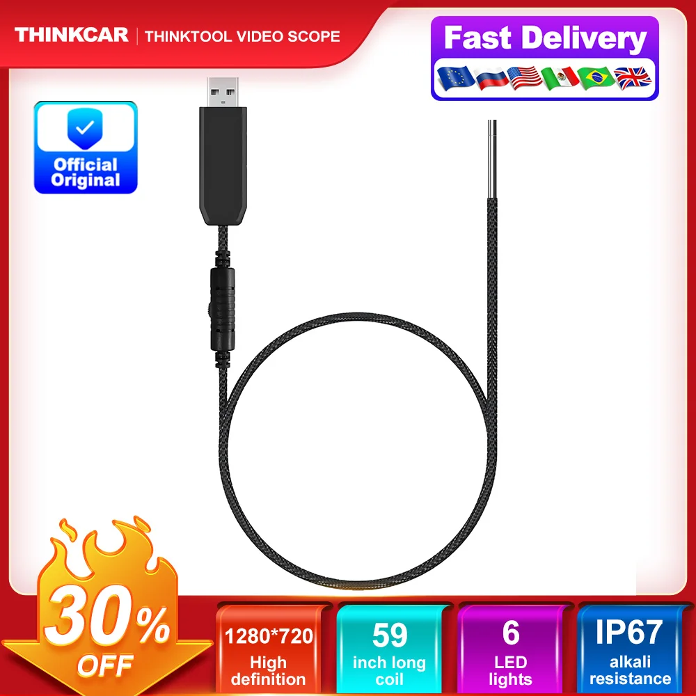 

59 inch USB Video Inspection Endoscope with LED Light for THINKSCAN 689BT MUCAR VO8 VO7S THINKTOOL MINI Car Diagnostic Equipment