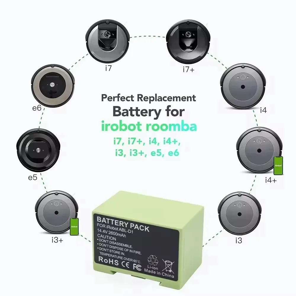 

Original Replacement Battery ABL-D1 For iRobot Roomba i7 i7+ i8 e5 e6 7550 5150 e515020 e57150 e5152 e5154 e5158 i3 i4 6800mAh