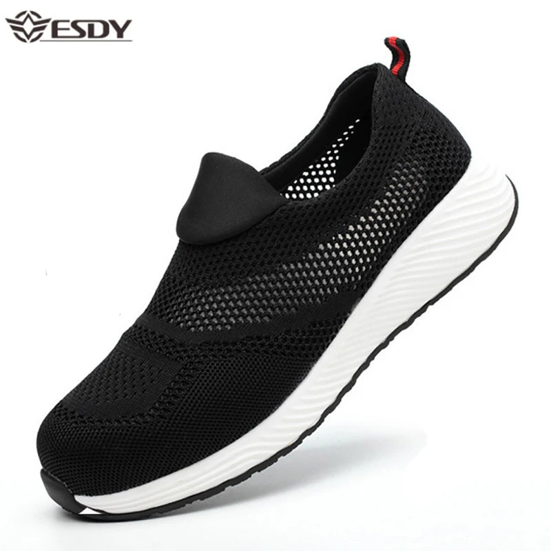 Summer Breathable Work Safety Shoes Men Women Lightweight Steel Toecap Indestructible Shoes Anti-Smashing Safety Work Boots