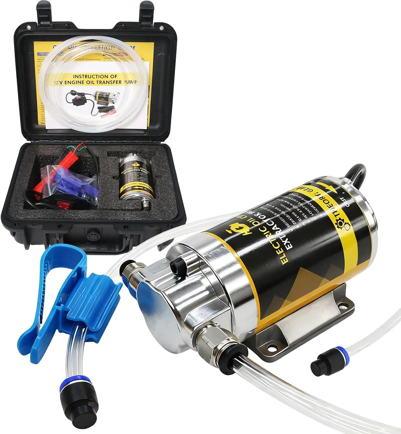 12V 100W Electric Oil Change Extractor Pump Set,1-4L/min Fluid Transfer Pump for Engine Oil, Diesel Oil, Transmission Fluid