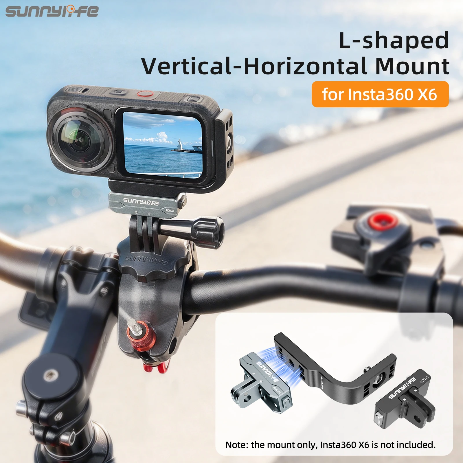 For Insta360 X6 Horizontal Vertical Shoot Bracket Metal L-Shaped Expansion Stent Magnetic Transfer Adapter Riding Bracket Set