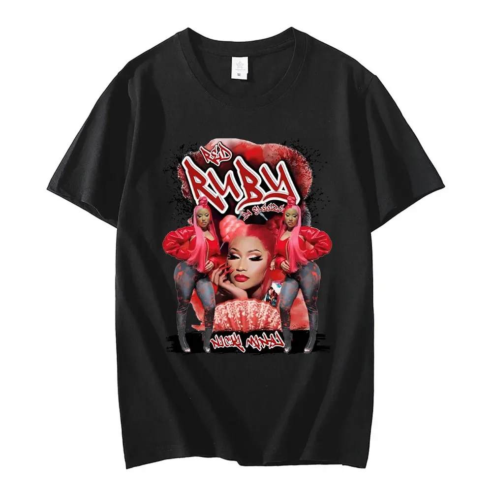 Rapper Nicki Minaj T-shirt 2023 Music Album Red Ruby Da Sleeze Graphic T Shirt Men Women's Vintage Hip Hop Oversized T-shirts