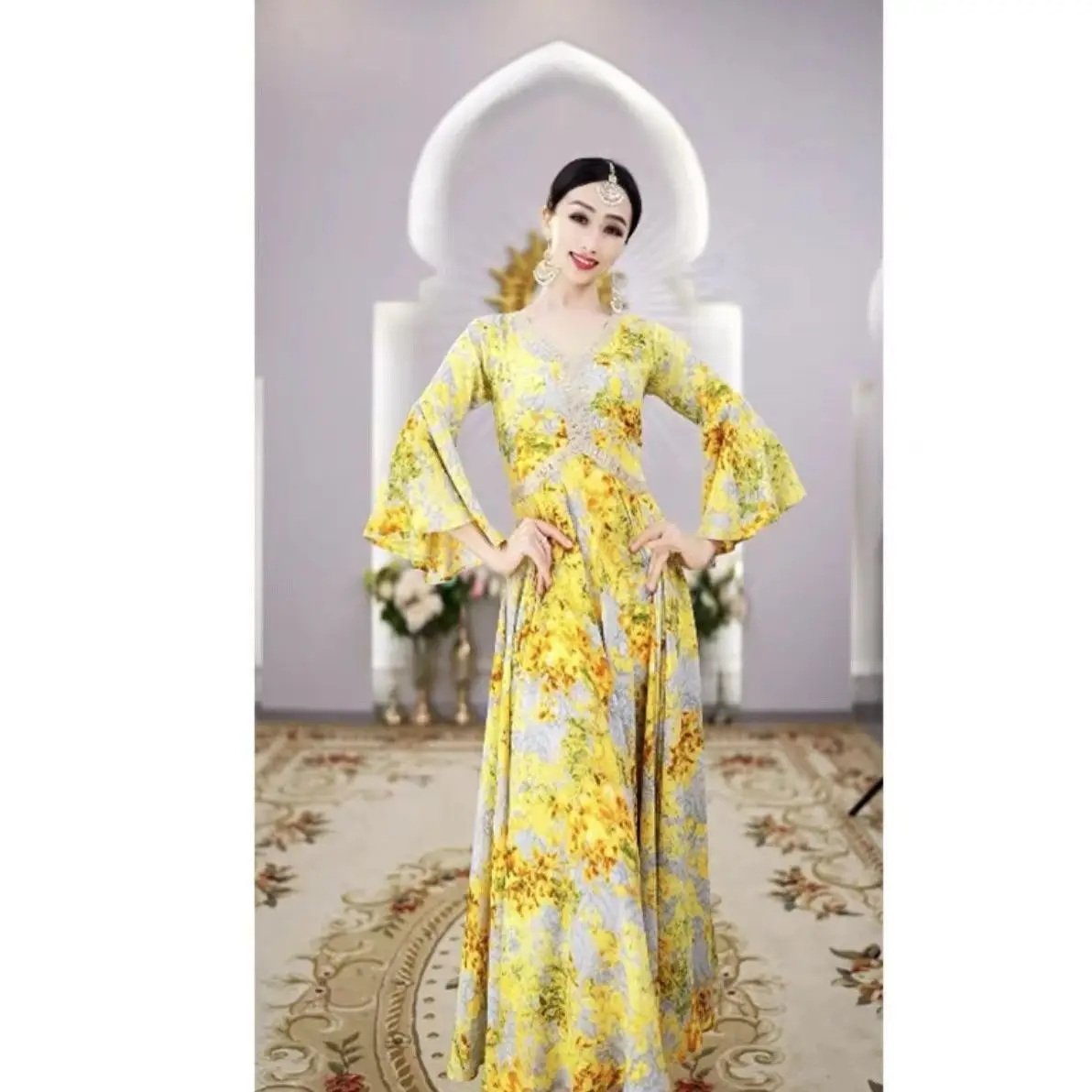 A1991 Exotic Style High end Dress New Xinjiang Big Swing Skirt New Long Skirt Dance Performance