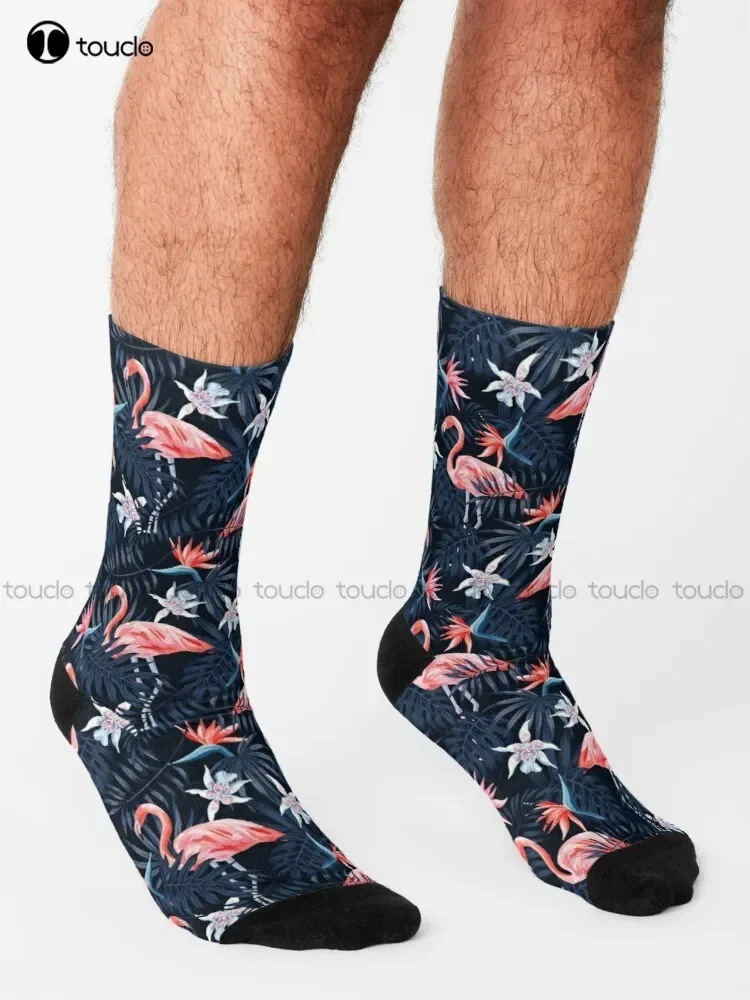 Flamingo  Socks Yellow Socks Personalized Custom Unisex Adult Teen Youth Socks 360° Digital Print Halloween Christmas Gift