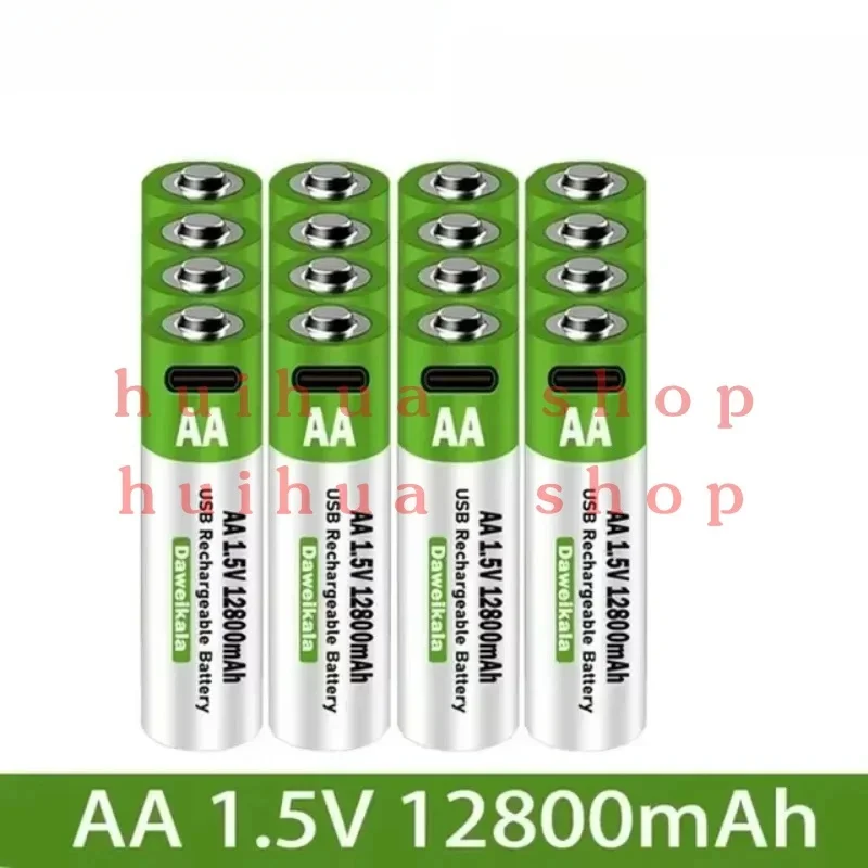 1.5V AA USB Rechargeable Battery 12800 mAh Li-ion Battery for Remote Control Mouse Electric Toy Battery + Type-C Cable
