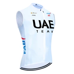 White UAE Team Bike Vest Windbreaker Men Women Riding Ropa Ciclismo Sleeveless Cycling Jersey Tshirt Clothing