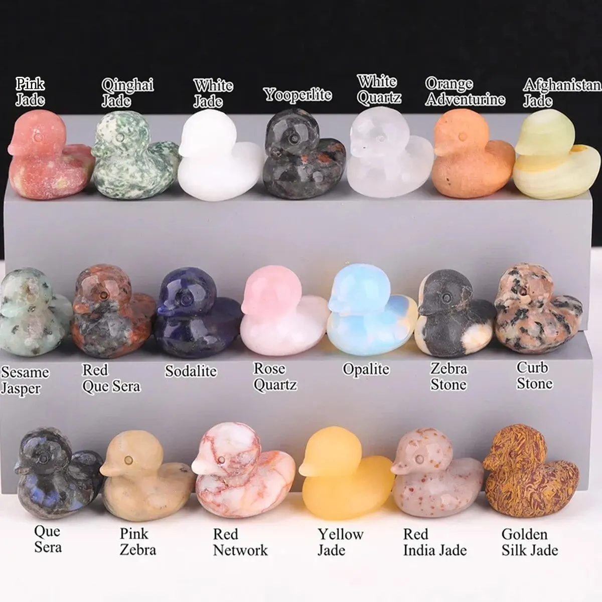 1pc Natural Crystal Stone Duck Hand Carved Ornaments, Crystal Original Stone Animal Ornaments